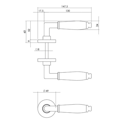 Intersteel Deurkruk Courgette met rozet ø49x7mm verdekt chroom