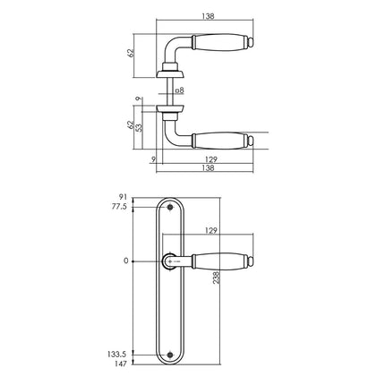 Poignée de porte Intersteel Courgette avec bouclier ovale 235x40x8mm aveugle chrome mat