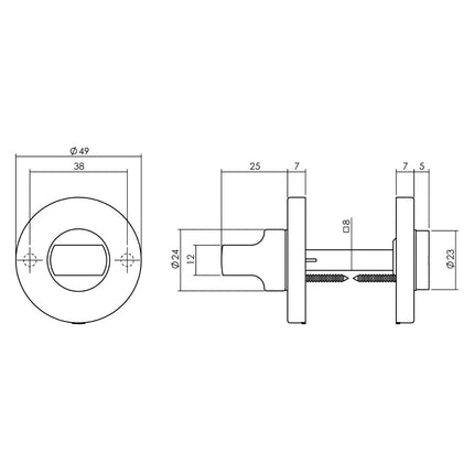 Serrure de toilette/salle de bain Intersteel Rosette ronde encastrée nickel