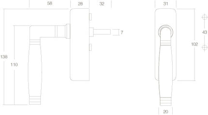 Poignée de fenêtre Intersteel Ton 222 verrouillable en bois nickel/ébène