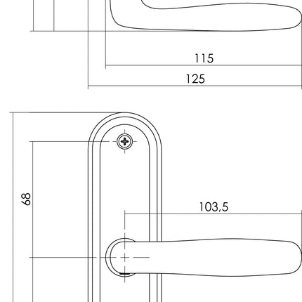 Poignée de porte Intersteel Bjorn sur bouclier aveugle nickel mat