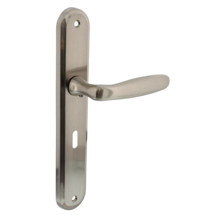 Poignée de porte Intersteel Bjorn sur bouclier trou de serrure 56 mm nickel mat