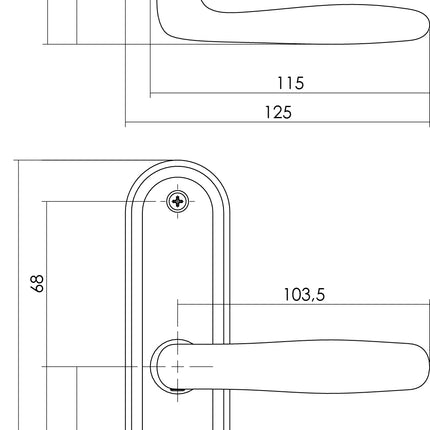 Poignée de porte Intersteel Bjorn sur bouclier trou de serrure 56 mm nickel mat