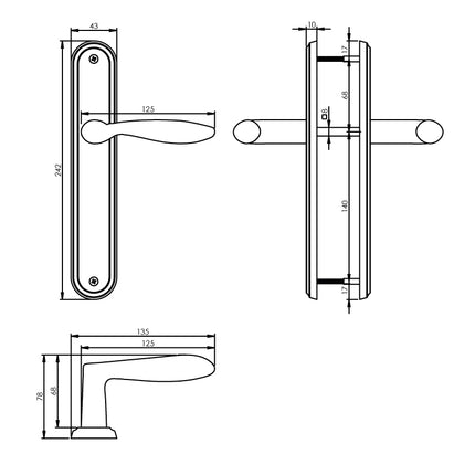 Poignée de porte Intersteel George sur bouclier aveugle nickel mat