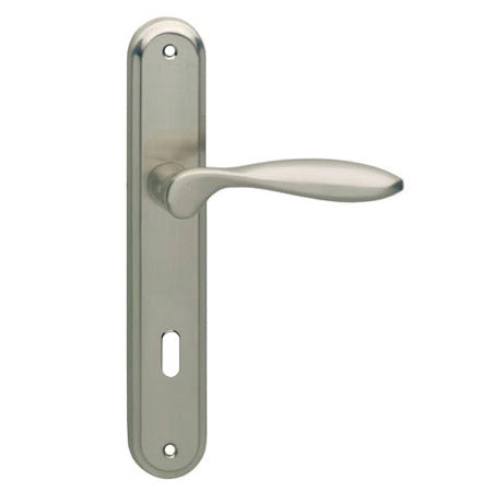 Poignée de porte Intersteel George sur bouclier trou de serrure 72 mm nickel mat