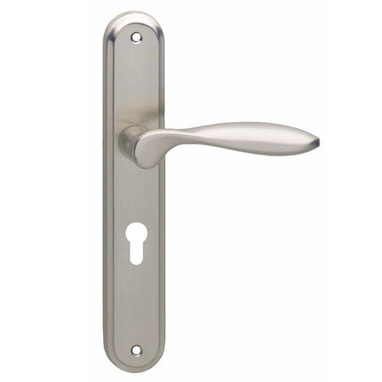 Poignée de porte Intersteel George sur cylindre profilé bouclier trou 55 mm nickel mat