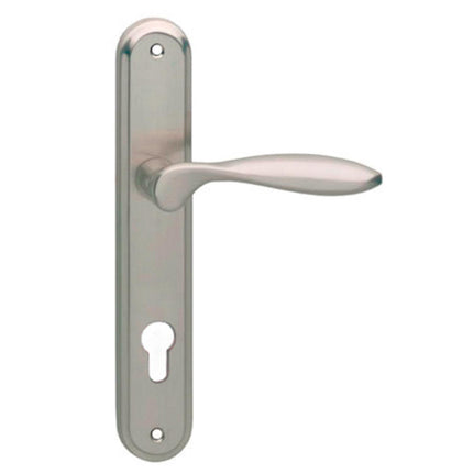 Poignée de porte Intersteel George sur cylindre profilé bouclier trou 72 mm nickel mat