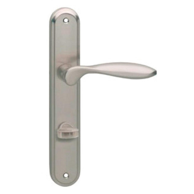 Poignée de porte Intersteel George sur bouclier serrure WC/salle de bain 63 mm nickel mat