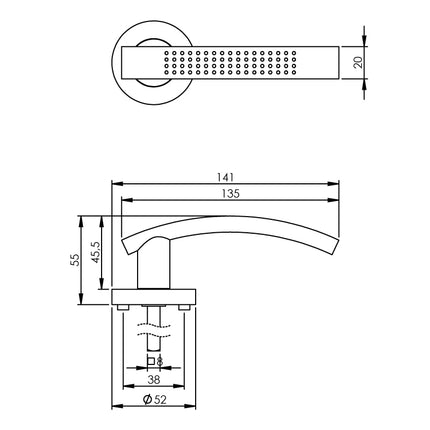 Poignée de porte Intersteel William sur rosace nickel mat