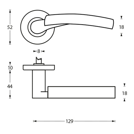 Poignée de porte Intersteel Bryan sur rosace nickel mat