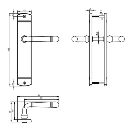 Poignée de porte Intersteel Helena sur bouclier aveugle nickel mat