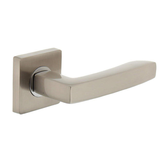 Poignée de porte Intersteel Dean sur rosace carrée nickel mat