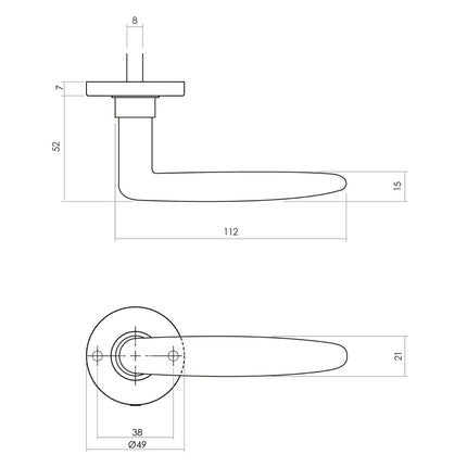 Poignée de porte Intersteel Sophie avec rosace ø49x7mm dissimulée noir mat