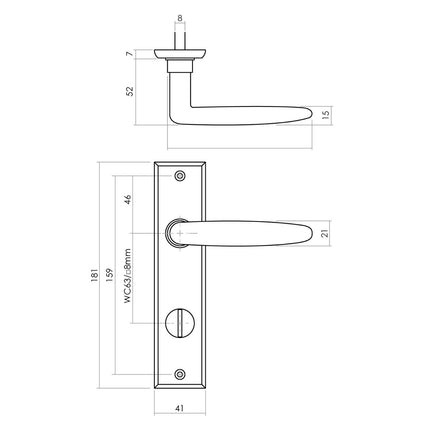 Poignée de porte Intersteel Sophie avec bouclier 181x41x7mm WC63/8mm noir mat