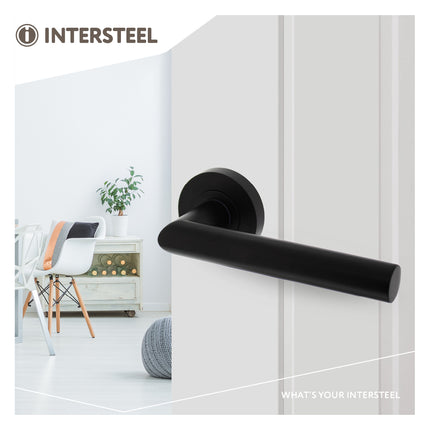 Poignée de porte Intersteel Bastian sur rosace ø52x10mm noire