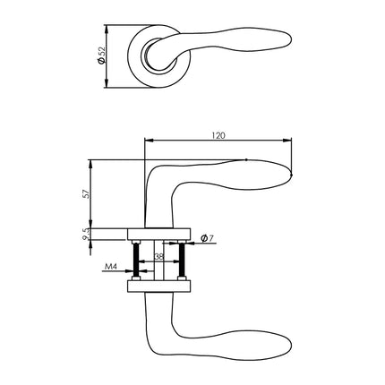 Intersteel Deurkruk George op rozet ø52x10mm mat zwart