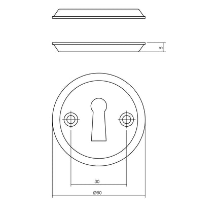 Rosace Intersteel trou de vis trou de serrure noir mat 