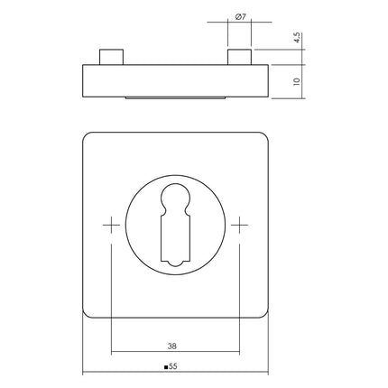 Rosace Intersteel trou de serrure carré noir mat