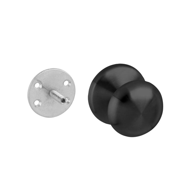 Bouton de porte d'entrée Intersteel fixe champignon montage unilatéral noir mat