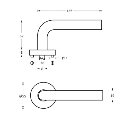 Poignée de porte Intersteel Droite sur rosace en acier inoxydable brossé