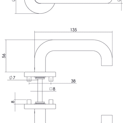 Poignée de porte Intersteel ronde sur rosace en acier inoxydable brossé