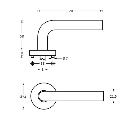 Poignée de porte Intersteel Jupiter sur rosace en acier inoxydable brossé