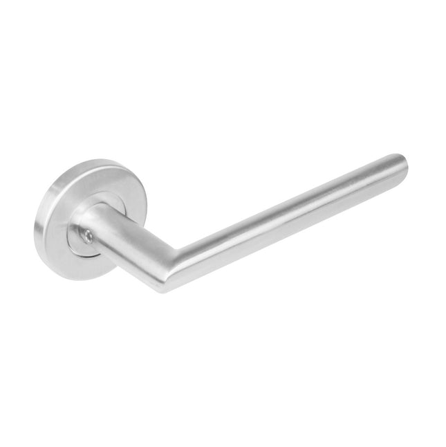 Poignée de porte Intersteel Ovale Angle 90° sur rosace en acier inoxydable brossé