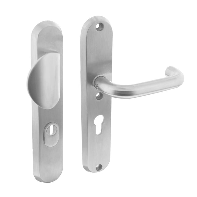 Ferrure de sécurité Intersteel SKG*** cylindre profilé trou 55 mm avec protection contre l'arrachement du noyau ferrure de porte d'entrée ovale en acier inoxydable massif brossé