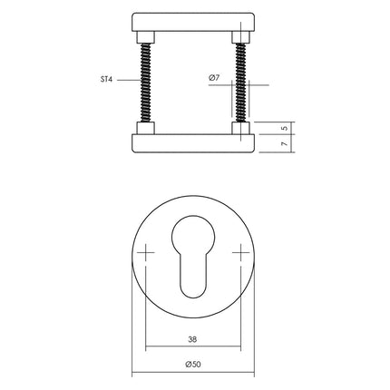 Rosace Intersteel avec trou cylindrique profilé ø50x7 mm aluminium 