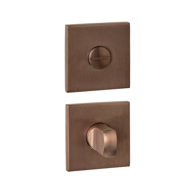 Serrure de toilette encastrée Intersteel 53x53x6mm avec goupille 6-8mm PVD bronze