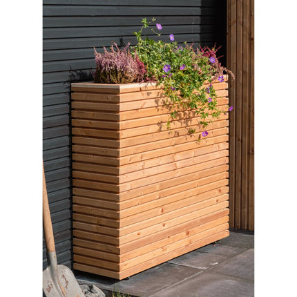 Tuindeco houten plantenbak Krefeld 90 x 30 x 102 cm op wieltjes