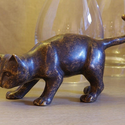 Bronzen beeld Bruine poes 13x8x23cm