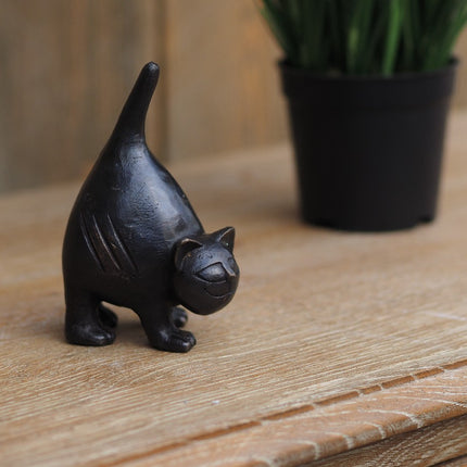 Bronzen beeld Kat 14x6x10cm