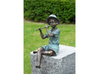 Bronzen beeld Jongen met fluit 20x10x12cm