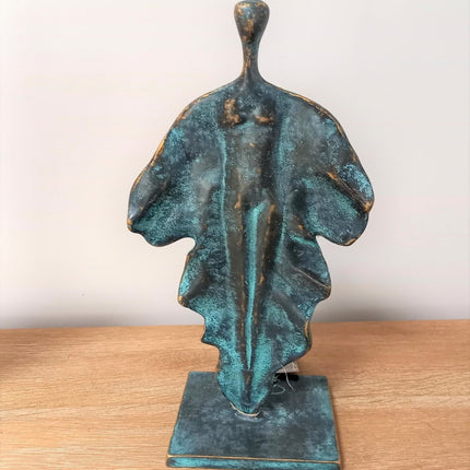 Bronzen beeld Blad sculptuur 35x11x14cm