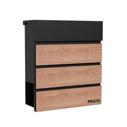 Boîte aux lettres Practo Garden Cannes Noir Mat avec aspect bois