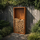 Cortenstalen houtopslag met achterwand 100x38.5x200 cm
