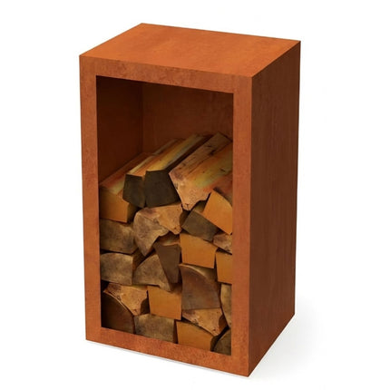 Cortenstalen houtopslag met achterwand 50x30x85 cm