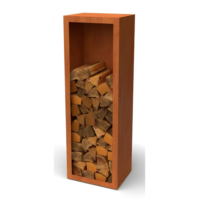 Cortenstalen houtopslag met achterwand 50x38,5x150 cm