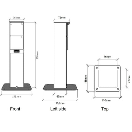 GARDD Stopcontact paaltje cortenstaal met grondanker 8x5x35cm (DxBxH)