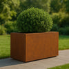 Jardinière allongée en acier Corten avec fond 150 x 50 x 60 cm
