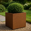 Jardinière carrée en acier Corten avec fond 60 x 60 x 60 cm