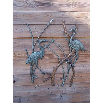 Bronzen beeld Reigers / muurdecoratie 72x3x60cm