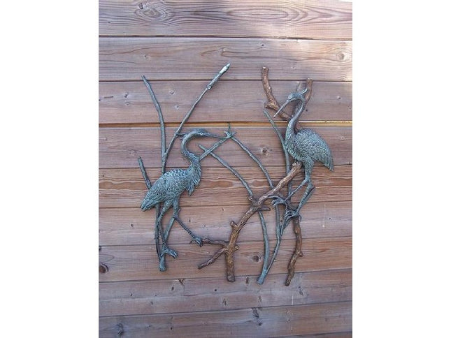 Bronzen beeld Reigers / muurdecoratie 72x3x60cm