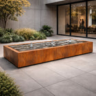 Langwerpige cortenstaal watertafel met fonteinen 300x100x40cm 228kg