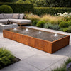 Langwerpige cortenstaal watertafel met fonteinen 400x150x40cm 371kg