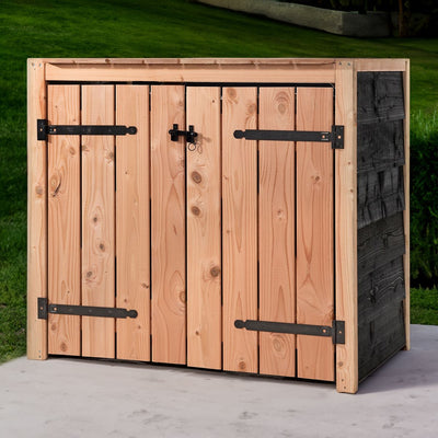 Cubrecontenedor de madera de Douglas negro 2x 240 liter 134x88x119cm