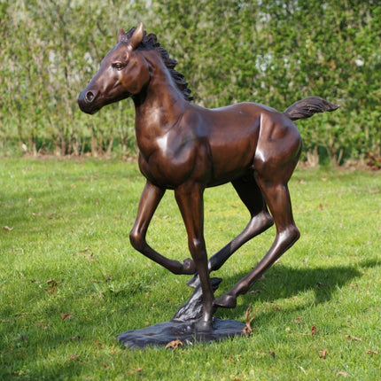 Bronzen beeld Lopend veulen 108x35x113cm 40kg