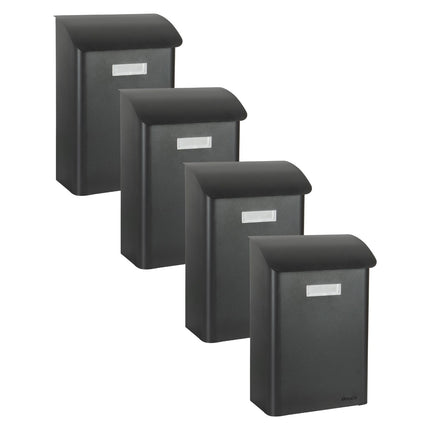 Practo Garden Brievenbussen Leeds mat zwart | Set van 4 stuks