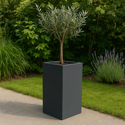 Polyester plantenbak 40x40x80 cm - Zwartgrijs (RAL 7021)